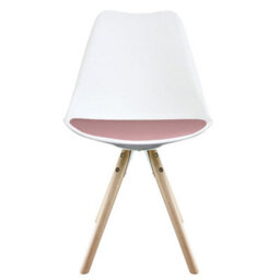 Fusion Living Soho White & Blush Pink Plastic Dining Chair With Pyramid Light Wood Legs - thumbnail 6