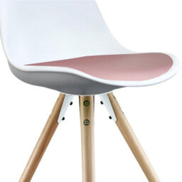 Fusion Living Soho White & Blush Pink Plastic Dining Chair With Pyramid Light Wood Legs - thumbnail 3