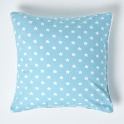 Homescapes Cotton Blue Stars Cushion Cover, 60 X 60 Cm