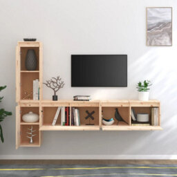 Berkfield Tv Cabinets 4 Pcs Solid Wood Pine - thumbnail 3