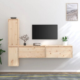 Berkfield Tv Cabinets 4 Pcs Solid Wood Pine - thumbnail 1