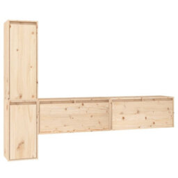 Berkfield Tv Cabinets 4 Pcs Solid Wood Pine - thumbnail 2