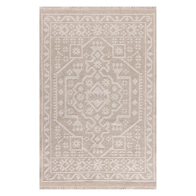 Vintage Medallion Beige Traditional Medium Rug, (L)170Cm X (W)120Cm - image 1