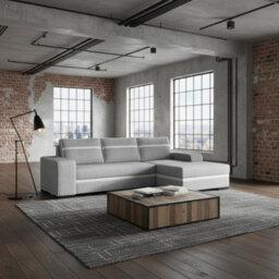 Finn Living Room Corner Sofa Bed With Sinuous Spring Wooden Frame Legs Storage Container 285X165X90Cm Light Grey And White Right - thumbnail 2