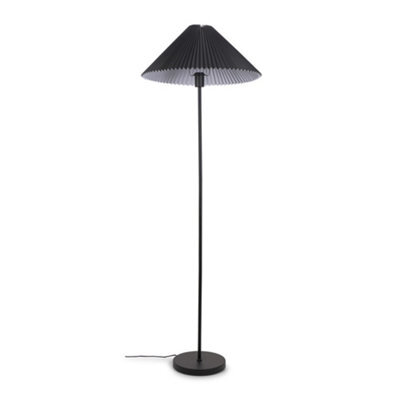 Valuelights Akira Black Metal Floor Lamp With Pleated Lampshade - image 1