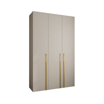 Arte Elegant Cashmere Como 3 Hinged Door Wardrobe H2460mm W1500mm D500mm, Three Doors, Eleven Shelves, Two Hanging Rails, Gold Handles - image 1
