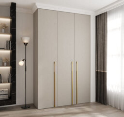 Arte Elegant Cashmere Como 3 Hinged Door Wardrobe H2460mm W1500mm D500mm, Three Doors, Eleven Shelves, Two Hanging Rails, Gold Handles - thumbnail 2