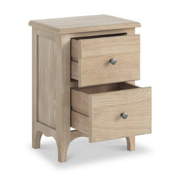 Celine Washed Oak 2 Drawer Bedside Table - Fully Assembled - By Roseland Furniture - thumbnail 4