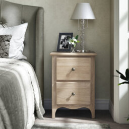 Celine Washed Oak 2 Drawer Bedside Table - Fully Assembled - By Roseland Furniture - thumbnail 2