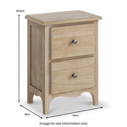 Celine Washed Oak 2 Drawer Bedside Table - Fully Assembled - By Roseland Furniture - thumbnail 9