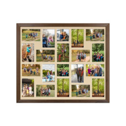 AK Frames 80X70Cm Walnut Classic Multi Photo Frame With Ivory Mount - Holds 20 Apertures (18X) 6X4, (2X) 4X4 Photos