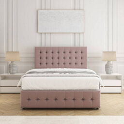 Bsspoke Eva Divan Bed Set Pink Plush Velvet With 24Inch Headboard & Footboard & 2 Drawers Footend & Mattress In All Sizes - thumbnail 2