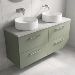 Balterley Bramshall 1200mm Wall Hung 4 Drawer Vanity Unit With Laminate Worktop For Modern Bathroom Storage - Satin Green - thumbnail 3