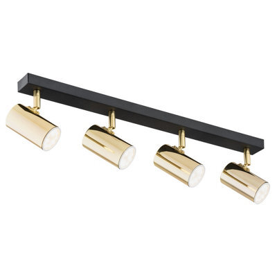 Luminosa Lighting Luminosa Lagos Ceiling 4 Light Spotlight Bar Brass Steel, Black Structure
