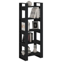 Berkfield Book Cabinet/room Divider Black 60X35X160 Cm Solid Wood - thumbnail 5