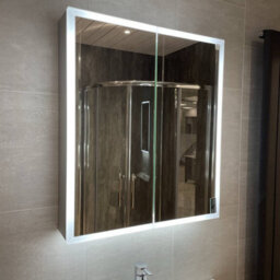Bella Led Mirror Cabinet 700 X 800mm Double Door Demister And Shaver - thumbnail 1