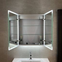 Bella Led Mirror Cabinet 700 X 800mm Double Door Demister And Shaver - thumbnail 2