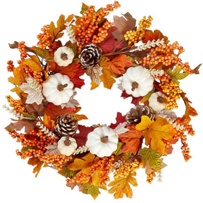 "Amorly Fall Wreath 19"" Autumn Front Door Wreath Harvest Wreath For Outside Indoor Home Wall Festival Thanksgiving Autumn Farmhouse Decor" - image 1