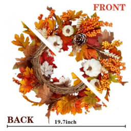"Amorly Fall Wreath 19"" Autumn Front Door Wreath Harvest Wreath For Outside Indoor Home Wall Festival Thanksgiving Autumn Farmhouse Decor" - thumbnail 6