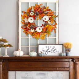 "Amorly Fall Wreath 19"" Autumn Front Door Wreath Harvest Wreath For Outside Indoor Home Wall Festival Thanksgiving Autumn Farmhouse Decor" - thumbnail 4
