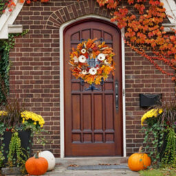 "Amorly Fall Wreath 19"" Autumn Front Door Wreath Harvest Wreath For Outside Indoor Home Wall Festival Thanksgiving Autumn Farmhouse Decor" - thumbnail 3