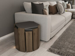 Decorotika Lori 3-Pieces Nesting Table Coffee Table Cocktail Table Set - Anthracite And Walnut Pattern - thumbnail 1