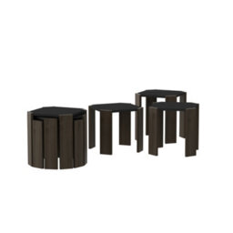 Decorotika Lori 3-Pieces Nesting Table Coffee Table Cocktail Table Set - Anthracite And Walnut Pattern - thumbnail 3