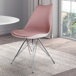Fusion Living Soho Blush Pink Plastic Dining Chair With Chrome Metal Legs - thumbnail 2