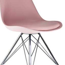 Fusion Living Soho Blush Pink Plastic Dining Chair With Chrome Metal Legs - thumbnail 3
