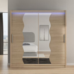 Sliding Door Wardrobe Bega X 180Cm With Mirror Sonoma Led Lights - thumbnail 2