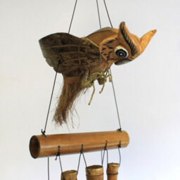 Serenityy Coconut Owl Windchime - Handmade Indonesian Bamboo And Coconut 1M Garden Chime - thumbnail 2
