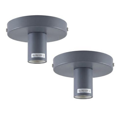 2 Pack Of Industrial-Semi Flush Mount Ceiling Light Easy-Fit E27 Grey Metal Fixture For Living Room Kids Room Lounge - image 1
