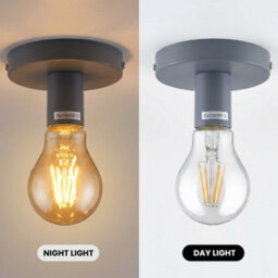2 Pack Of Industrial-Semi Flush Mount Ceiling Light Easy-Fit E27 Grey Metal Fixture For Living Room Kids Room Lounge - thumbnail 6