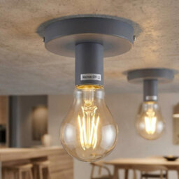 2 Pack Of Industrial-Semi Flush Mount Ceiling Light Easy-Fit E27 Grey Metal Fixture For Living Room Kids Room Lounge - thumbnail 7