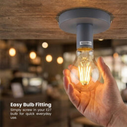 2 Pack Of Industrial-Semi Flush Mount Ceiling Light Easy-Fit E27 Grey Metal Fixture For Living Room Kids Room Lounge - thumbnail 4