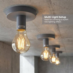 2 Pack Of Industrial-Semi Flush Mount Ceiling Light Easy-Fit E27 Grey Metal Fixture For Living Room Kids Room Lounge - thumbnail 2