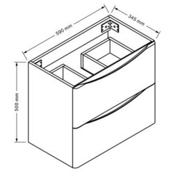 AVER-GROWTH Wall-Mounted Bathroom Vanity Unit Matt White And Oak Flat Pack Bathroom Cabinets Only 590(W)X345X(D)X500(H)mm With 2 Drawers - thumbnail 7