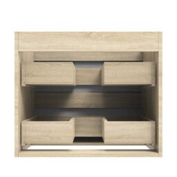 AVER-GROWTH Wall-Mounted Bathroom Vanity Unit Matt White And Oak Flat Pack Bathroom Cabinets Only 590(W)X345X(D)X500(H)mm With 2 Drawers - thumbnail 5