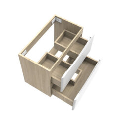 AVER-GROWTH Wall-Mounted Bathroom Vanity Unit Matt White And Oak Flat Pack Bathroom Cabinets Only 590(W)X345X(D)X500(H)mm With 2 Drawers - thumbnail 4