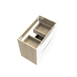 AVER-GROWTH Wall-Mounted Bathroom Vanity Unit Matt White And Oak Flat Pack Bathroom Cabinets Only 590(W)X345X(D)X500(H)mm With 2 Drawers - thumbnail 3