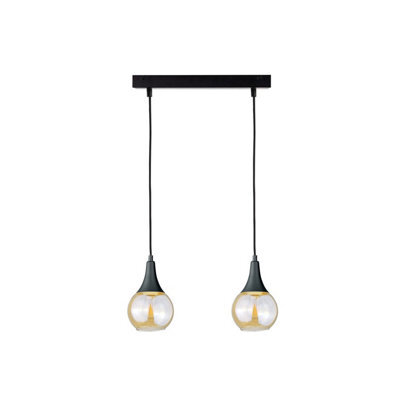 Luminosa Lighting Luminosa Lacrima Bar Pendant Ceiling Light Black Amber Glass Shade 2X E27 - image 1