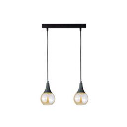 Luminosa Lighting Luminosa Lacrima Bar Pendant Ceiling Light Black Amber Glass Shade 2X E27 - thumbnail 1