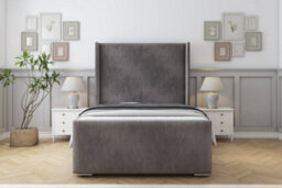 "Sloomy Devonshire Slate Naples Bed Frame With 50""  Upholstered Wingback Headboard 4'6 Double" - thumbnail 1