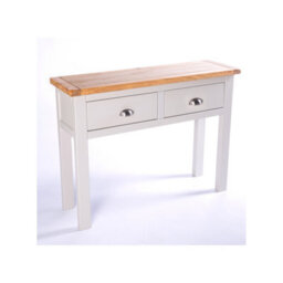 Cabinet Bits Argenta Light Grey 2 Drawer Console Table Satin Chrome Cup - thumbnail 2