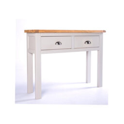 Cabinet Bits Argenta Light Grey 2 Drawer Console Table Satin Chrome Cup - thumbnail 3