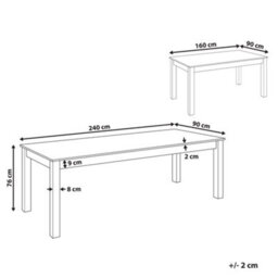 Beliani Extending Dining Table Madura Dark Ash Wood 160/240 Cm 90 Cm - thumbnail 3