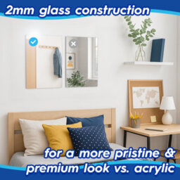 Harbour Housewares Self Adhesive Glass Wall Mirror - 30 X 40Cm - thumbnail 2