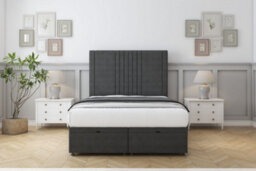 "Comfort Royal Graphite Dumfries Ottoman Bed Base With 26"" Strutted Headboard 4' Small Double" - thumbnail 1