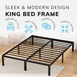 House Of Home King Size Platform Bed Frames Durable Metal Black Powder Coating - thumbnail 3