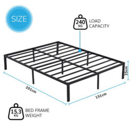 House Of Home King Size Platform Bed Frames Durable Metal Black Powder Coating - thumbnail 2